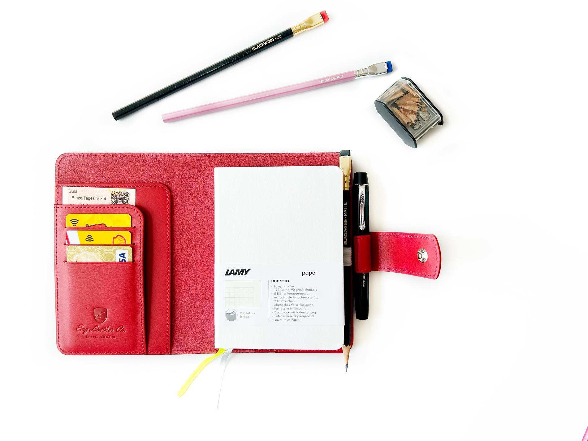 Eng Leather Ruby Red A6 Ebatlı Deri Defter Kılıfı ve Organizer