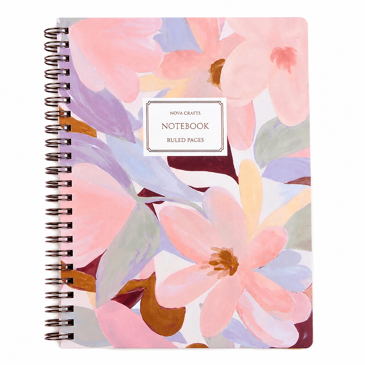 Nova Crafts Yaldızlı Spiralli Pembe Çizgili Defter