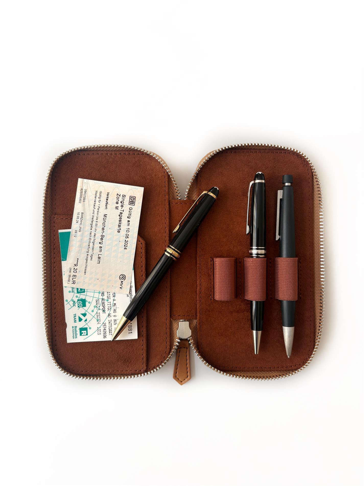 Eng Leather Vegan Apple Skin 3'lü Kalem Sahra Dark