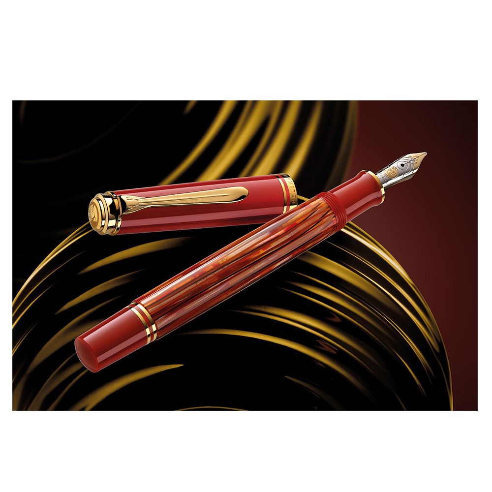 Pelikan Souveran Series M600 Tortoiseshell Red Dolma Kalem EF Uç