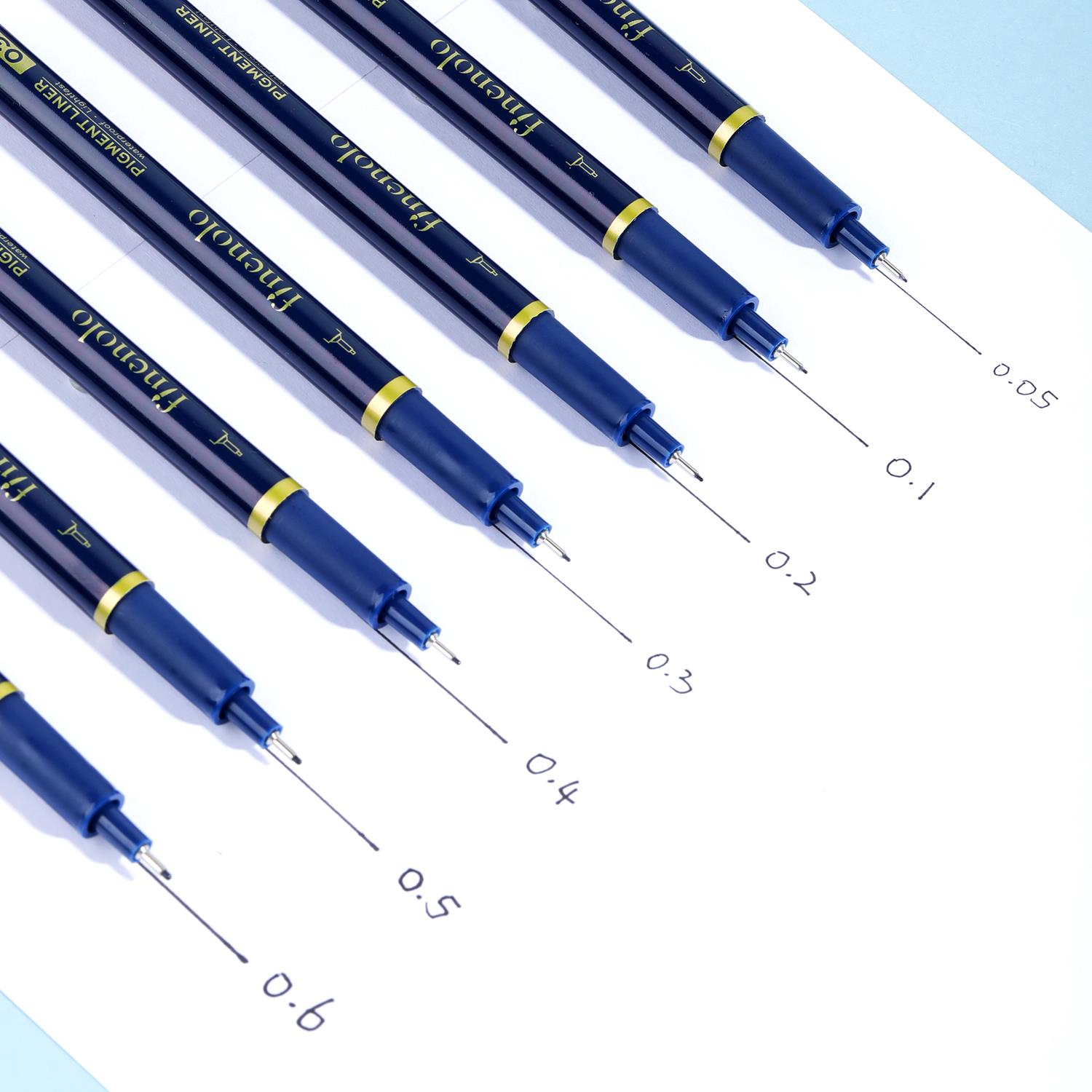 Deli Finenolo EQ909 Pigment Liner 7'li Kalem Seti Siyah Mürekkep 