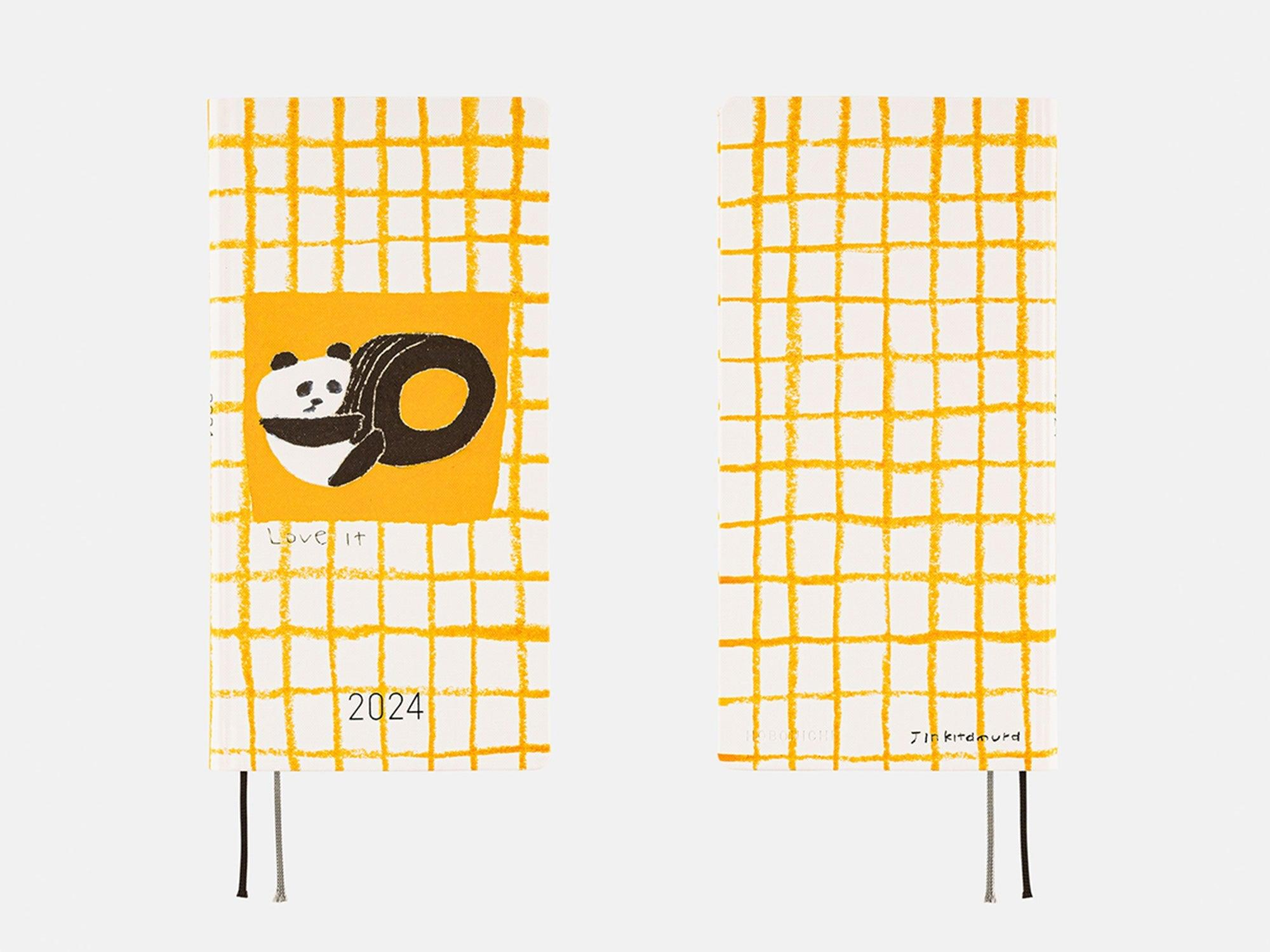 Hobonichi Weeks Japanese Version 2024 Jan. Start Jin Kitamura Love It Panda Yellow Plaid