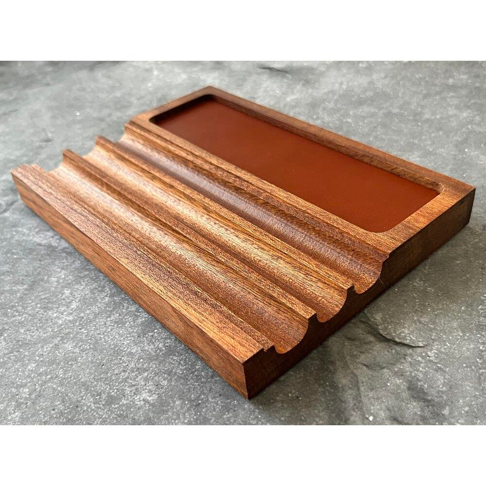 Aegan Leather Maun Kalem Tepsi & Mürekkep Standı Konyak