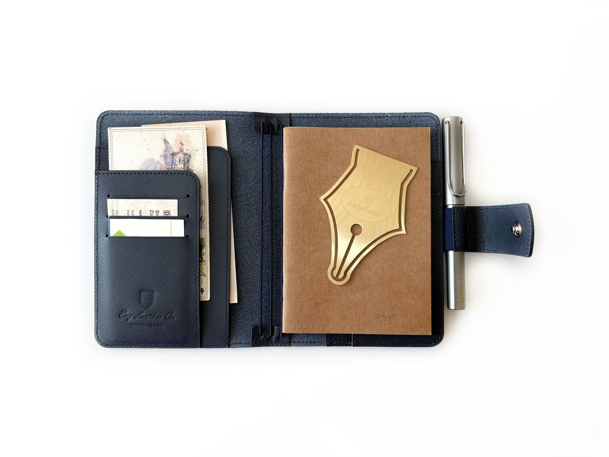 Eng Leather Saffiano Deri Koleksiyonu  A6 Defter & Kalem Çantası Deep Teal
