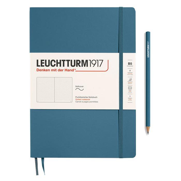 Leuchtturm1917 Composition Notebook, B5, Yumuşak Kapak, 123 Sayfa Not Defteri, Noktalı, Stone Blue 365637