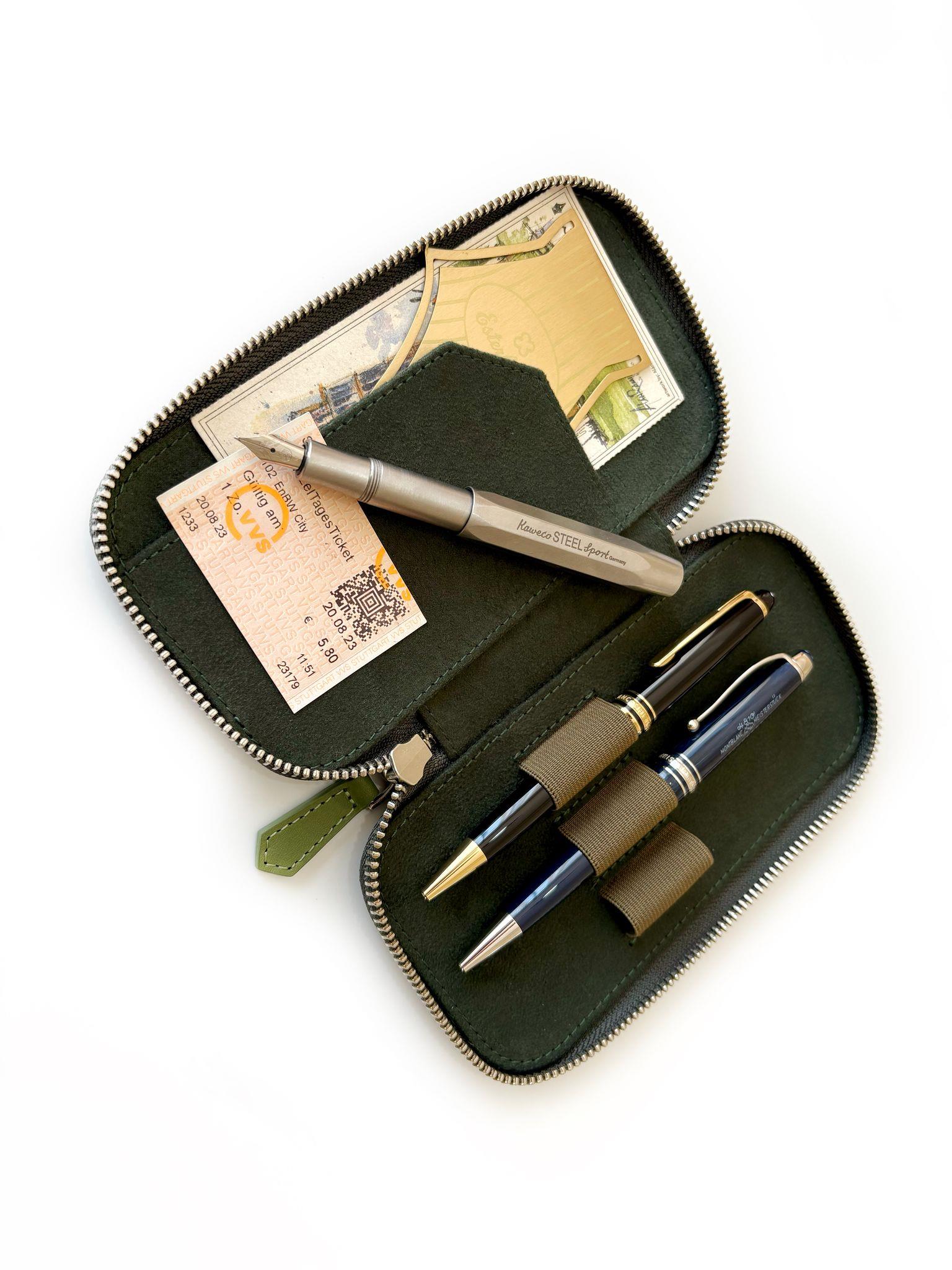 Eng Leather 3'lü  Deri Kalem Kılıfı  Sping Green