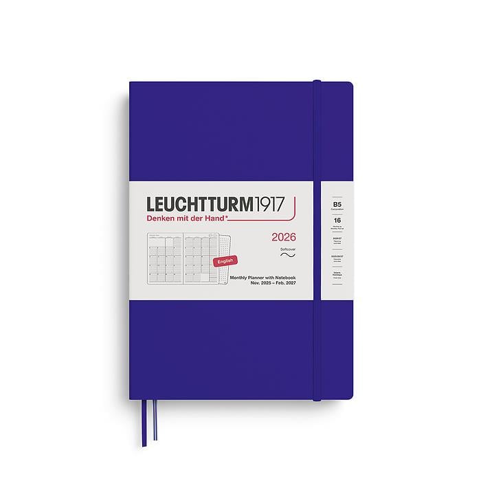 Leuchtturm1917 Tablet Boy (B5) 16 Aylık Ajanda ve Not Defteri (Çizgili) 2026 Yumuşak Kapak, İngilizce, Ink Mavi 372789