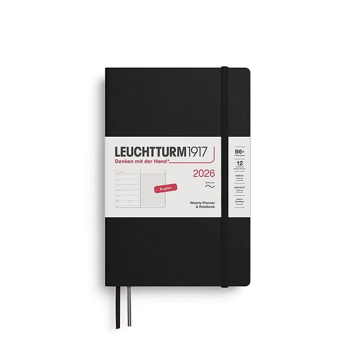 Leuchtturm1917 Çanta Boy (A6+) 12 Aylık Ajanda ve Not Defteri (Çizgili) 2026 Yumuşak Kapak, İngilizce, Siyah 372684