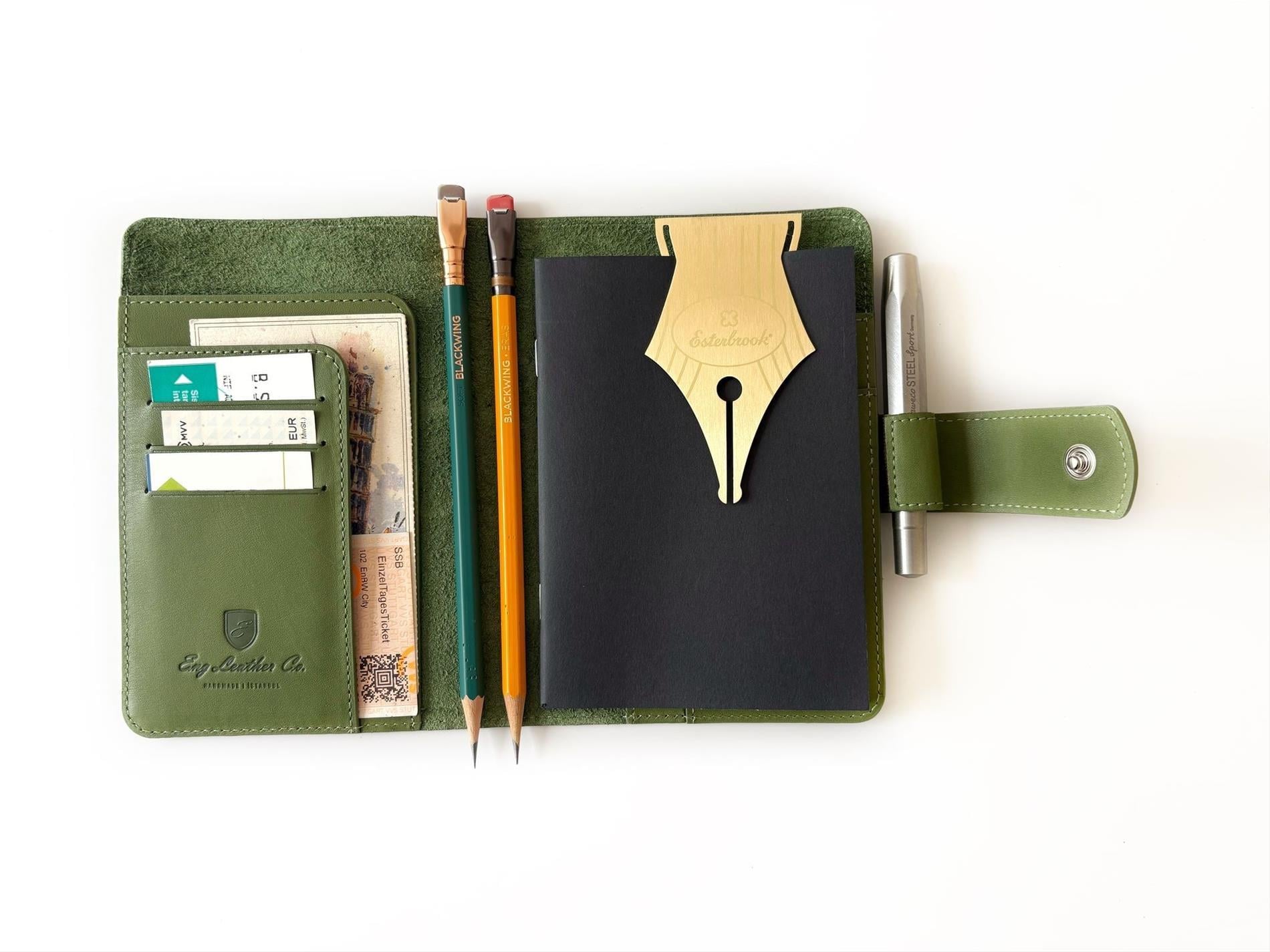 Eng Leather A6 Ebatlı Deri Defter Kılıfı ve Organizer - Spring Green