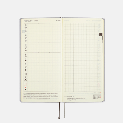Hobonichi Techo Weeks Japanese Version 2024 Jan. Start Stylish Grey