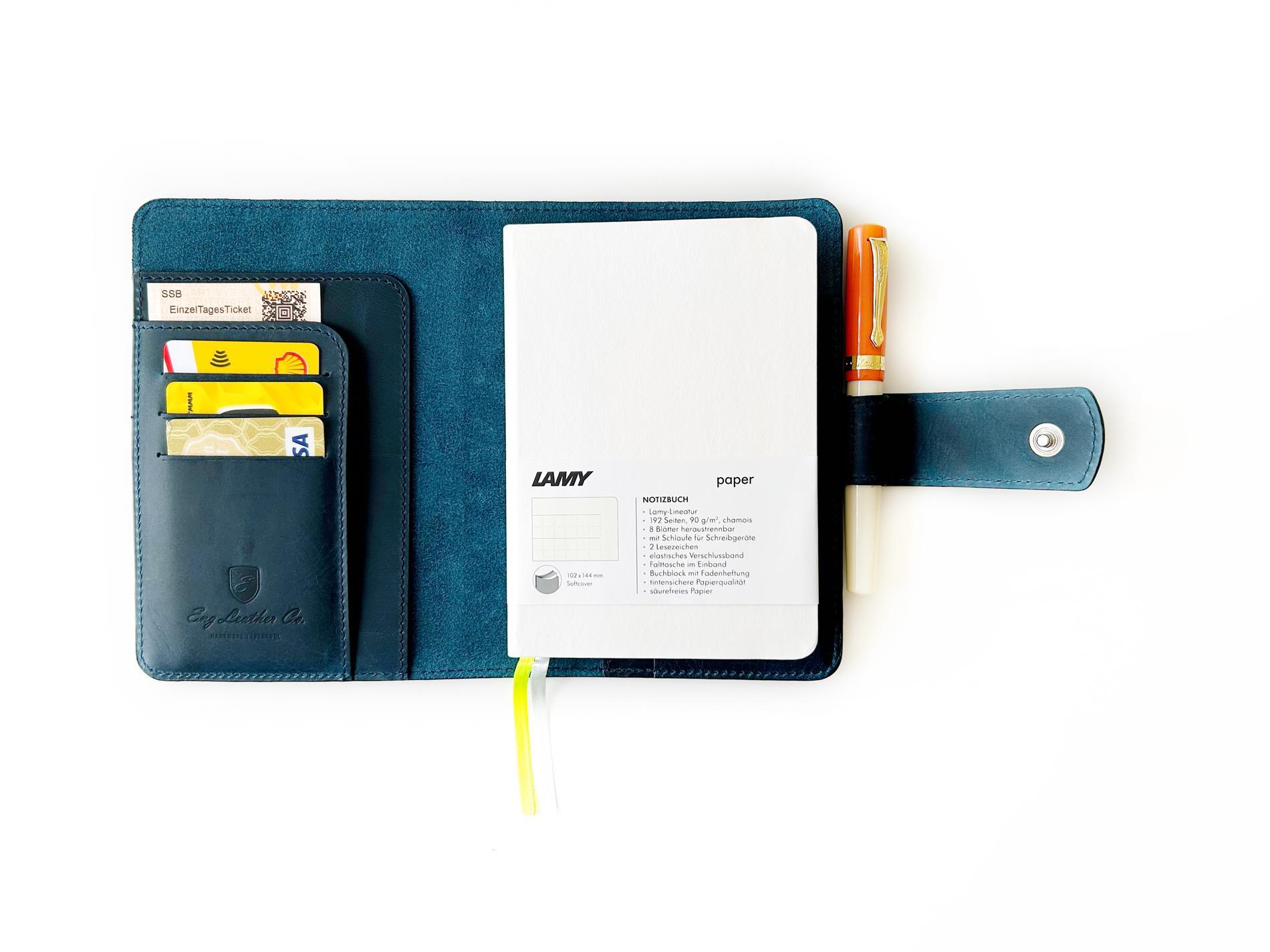 Eng Leather Ocean Blue A6 Ebatlı Deri Defter Kılıfı ve Organizer