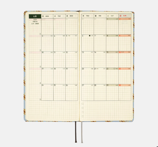 Hobonichi Weeks Japanese Version 2024 Jan. Start Relaxing Plaid Sert Kapak