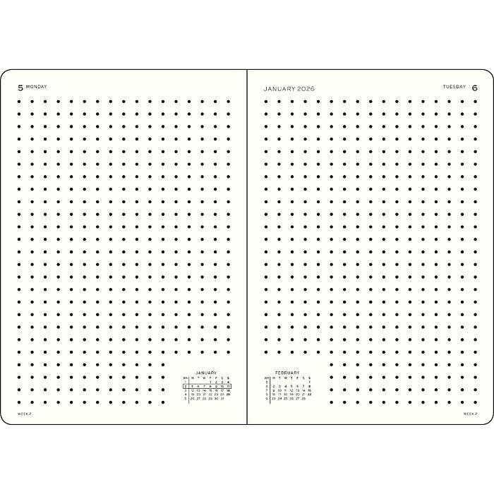 Leuchtturm1917 Orta Boy (A5) 12 Aylık Günlük Ajanda (Noktalı) 2026 Sert Kapak, İngilizce, Orman Yeşili 372783