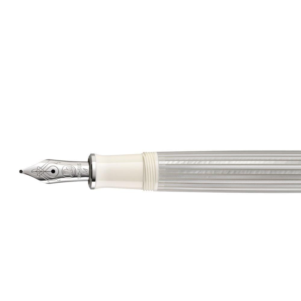 Pelikan Souveran M405 Dolma Kalem Silver White Fine ( F) Uç