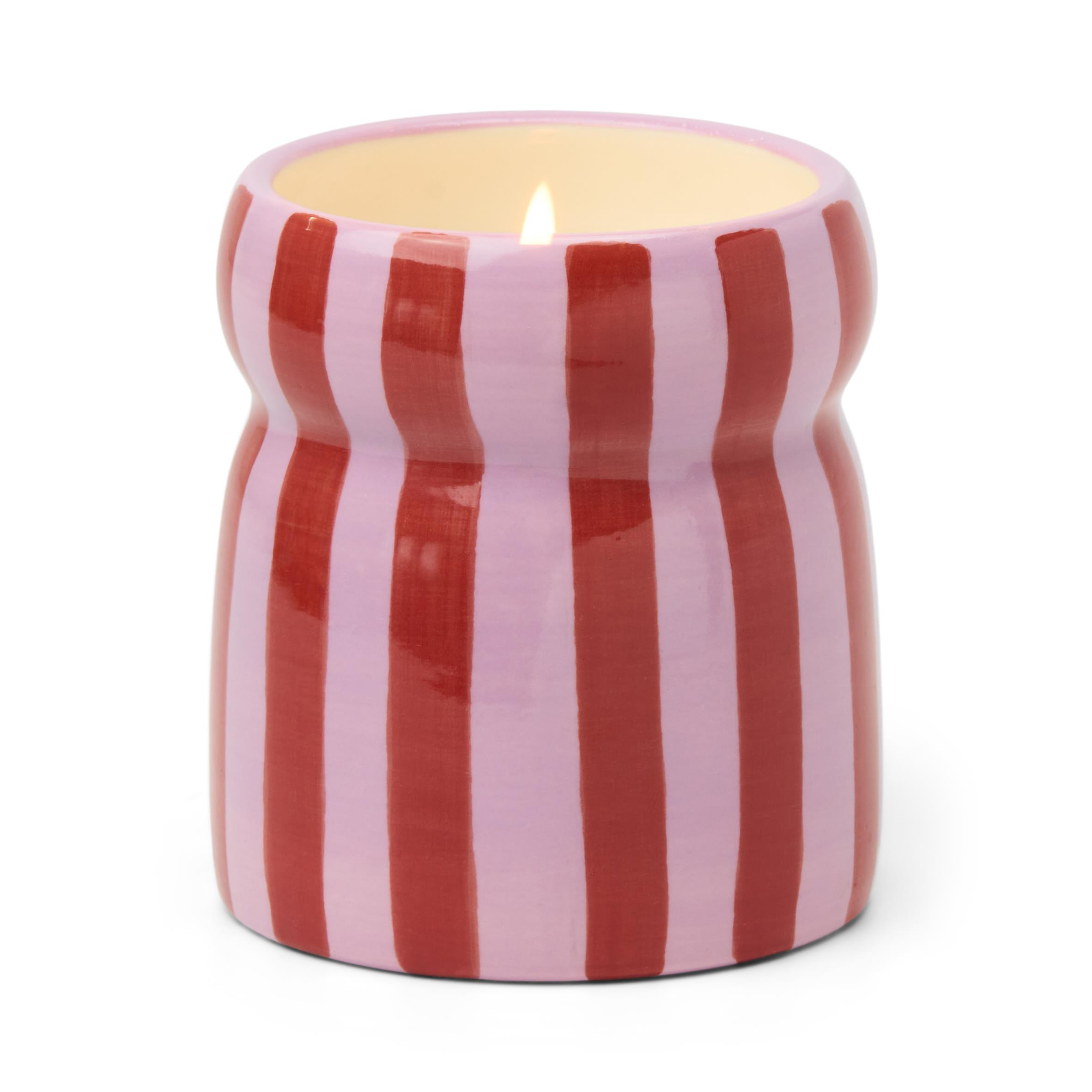 Paddywax Cabana 184g Red/Pink Striped Seramik  Mum - Pink Peppermint