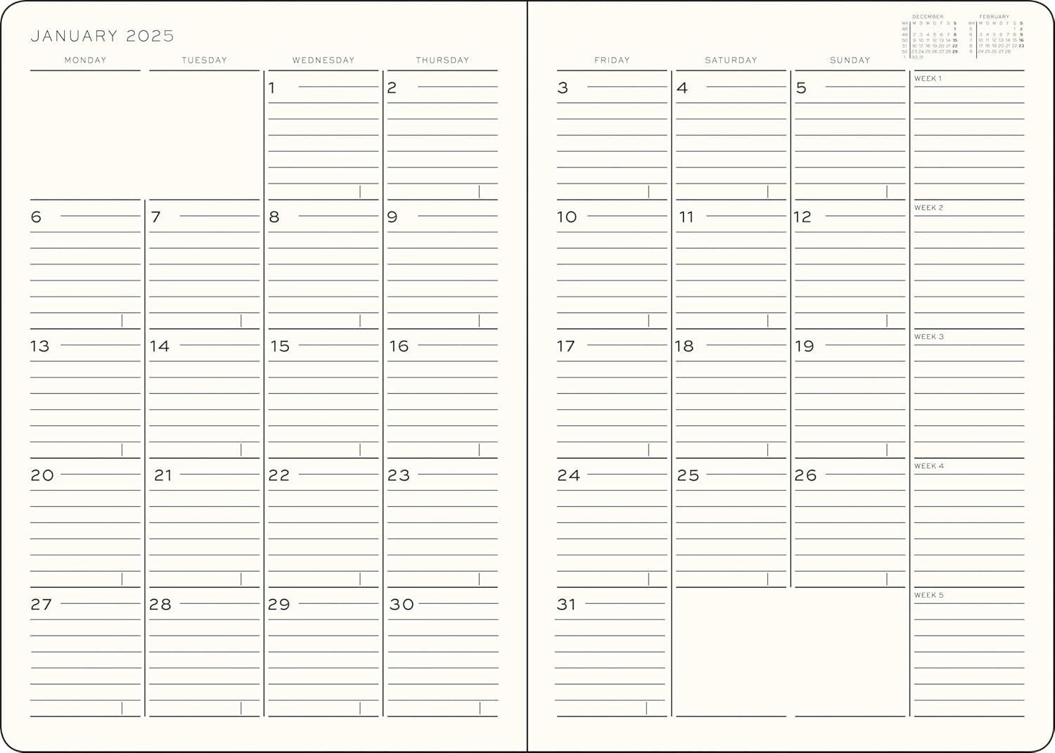Leuchtturm1917 2025 Aylık Planlayıcı ve Not Defteri, Yumuşak Kapak, 16 Aylık, Tablet Boy (B5), İngilizce, Lilac 370707