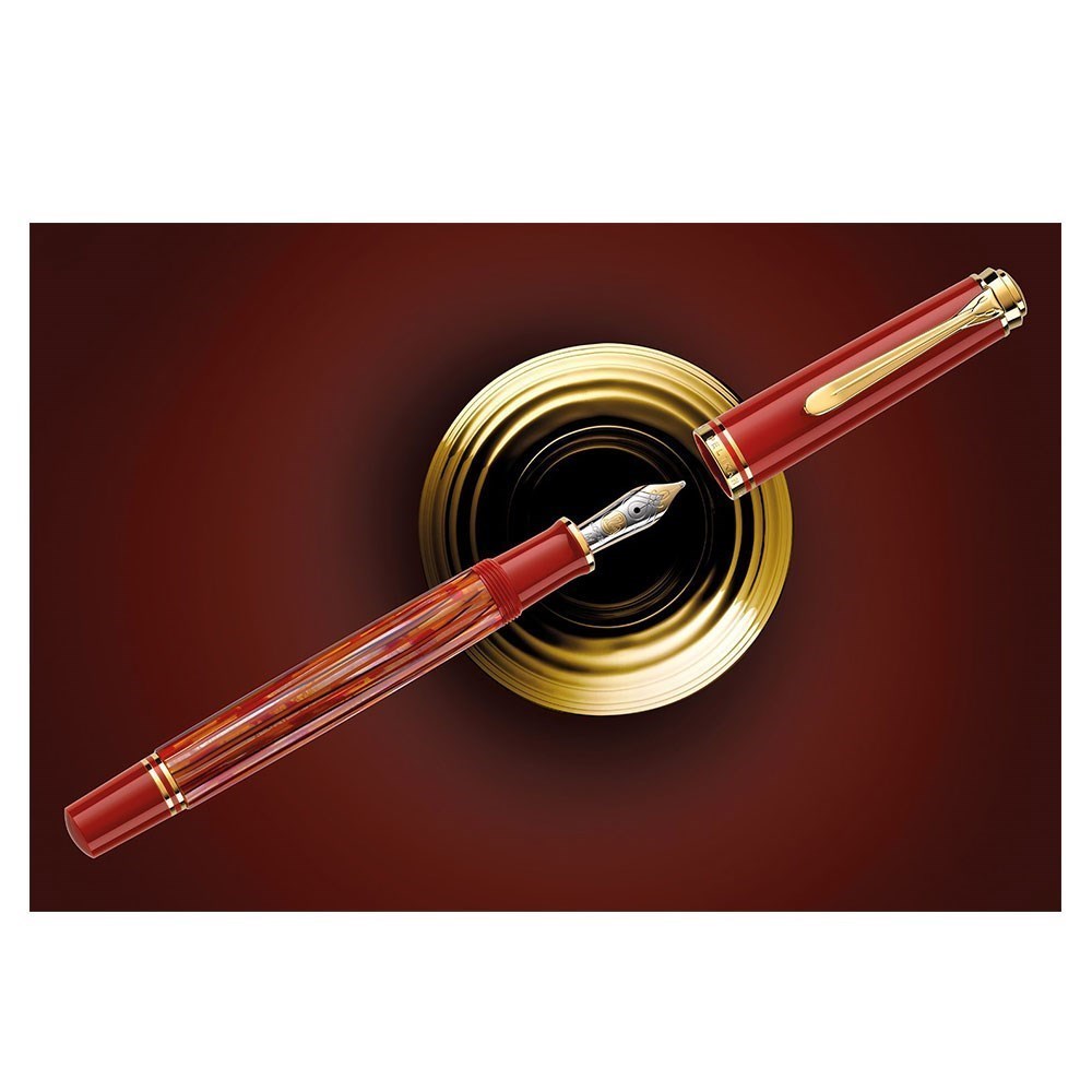 Pelikan Souveran Series M600 Tortoiseshell Red Dolma Kalem EF Uç