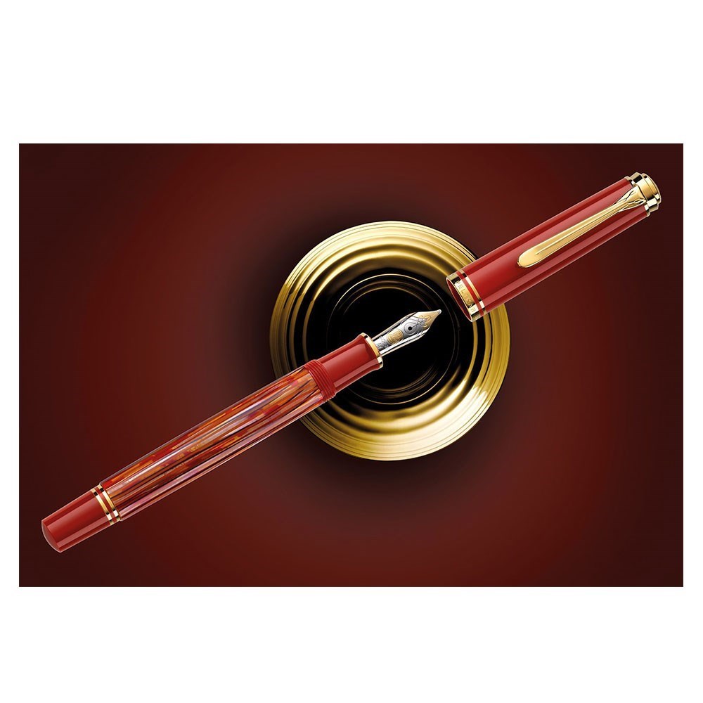 Pelikan Souveran Series M600 Tortoiseshell Red Dolma Kalem EF Uç