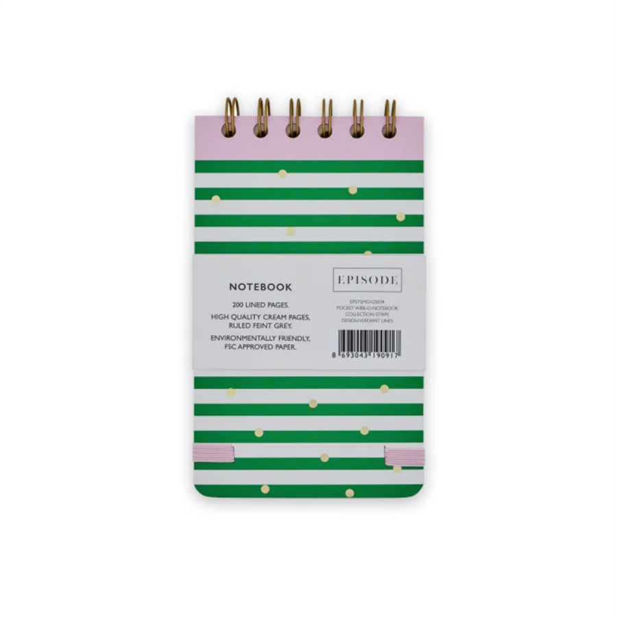 Episode Stripe Verdant Lines  Spiralli Küçük Not Defteri