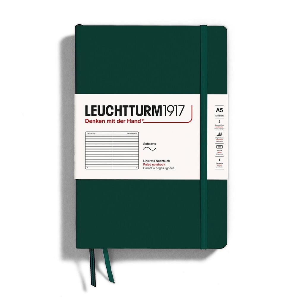 Leuchtturm1917 Natural Yumuşak Kapak A5 Çizgili Defter Forest Green 367270