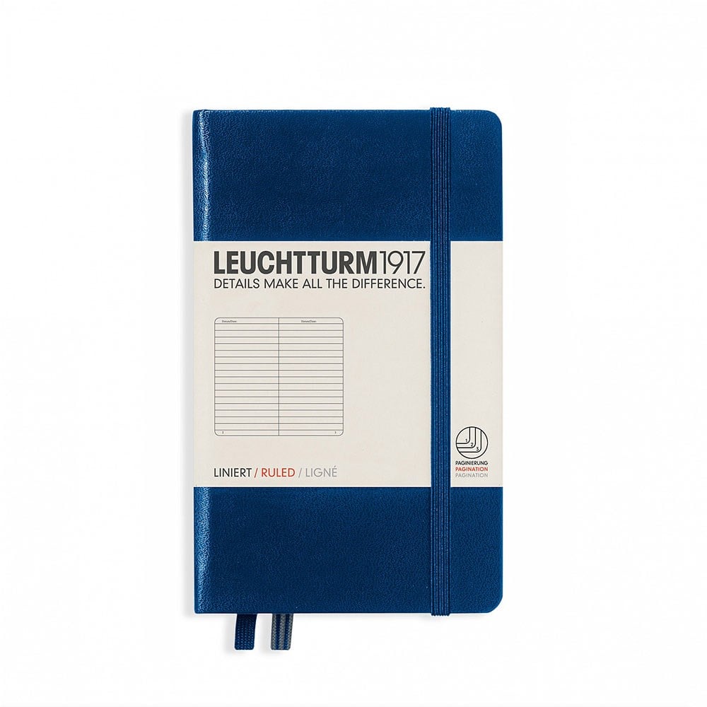 Leuchtturm1917 Not Defteri Cep Boy (A6), Sert Kapak, 187 Numaralandırılmış Sayfa, Çizgili, Navy 342918
