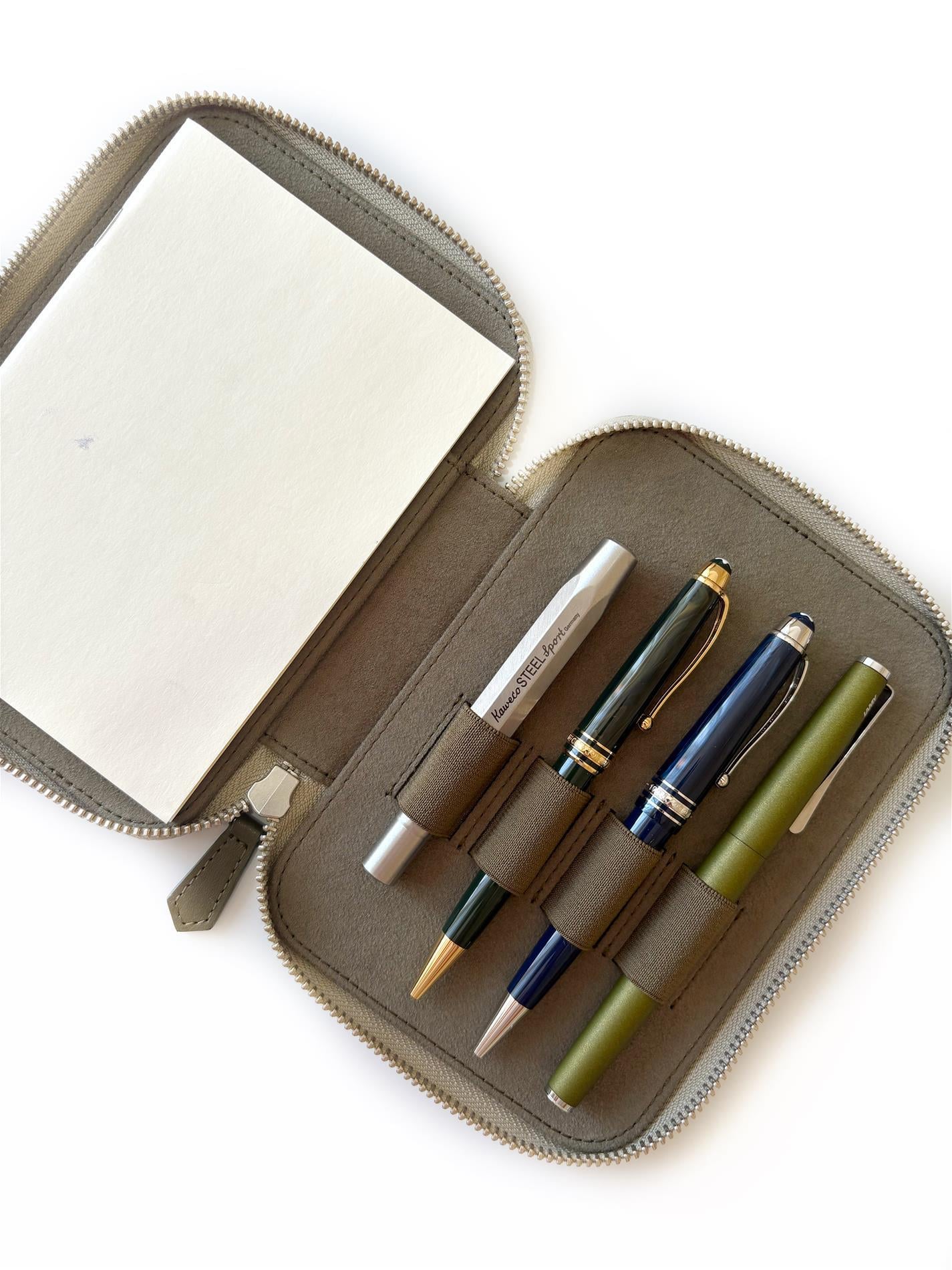 Eng Leather A6 Ebatlı 4'lü Kalem Kılıfı Olive Green