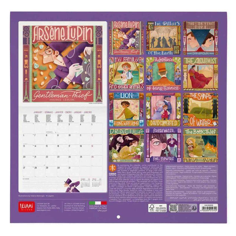 Legami 2025 Book Lovers Wall Calendar 30 x 29 cm Duvar Takvimi