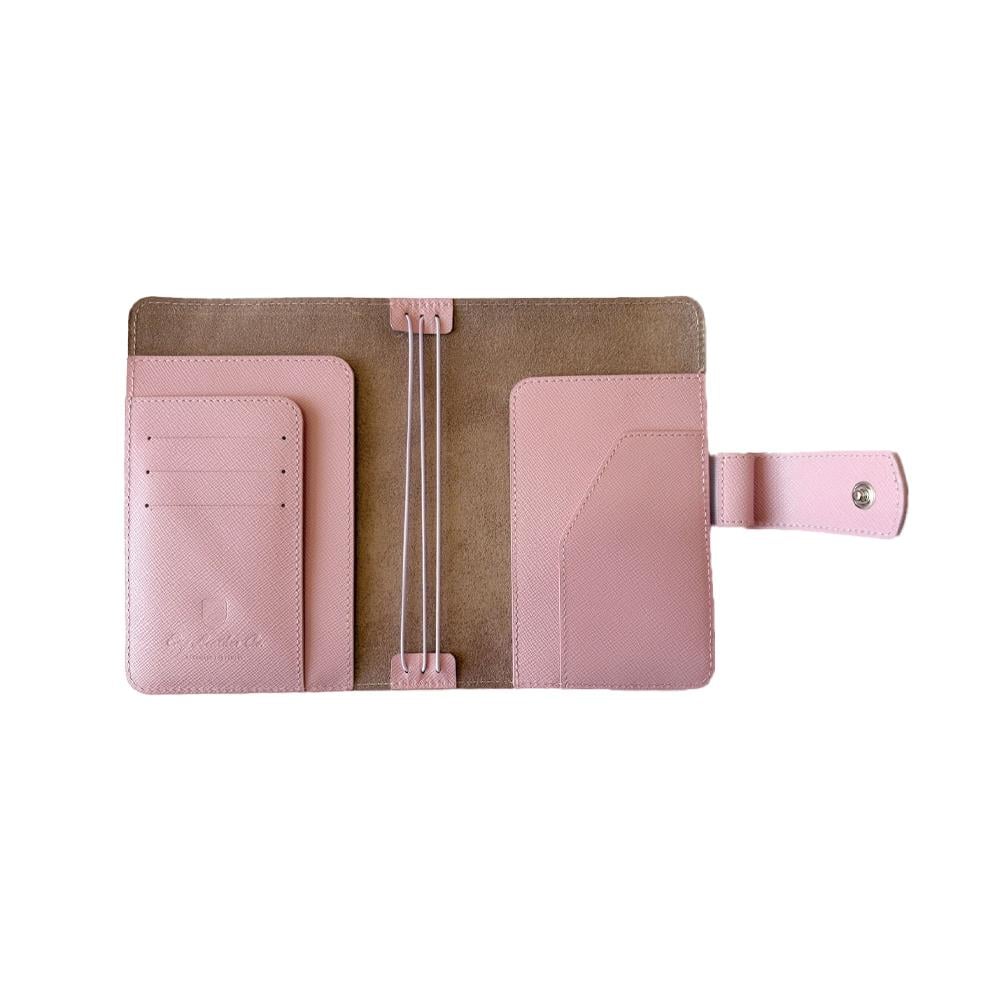 Eng Leather Saffiano Deri Koleksiyonu  A6 Defter & Kalem Çantası  Pearl Pink