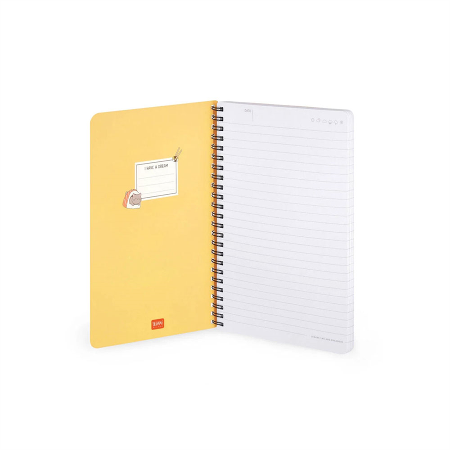 Legami Çizgili Spiral Ciltli Defter - Büyük - Sushi Kedi