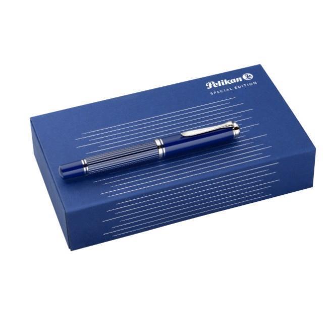 Pelikan Souveran M815  Metal Striped Blue Special Edition Dolma Kalem EF