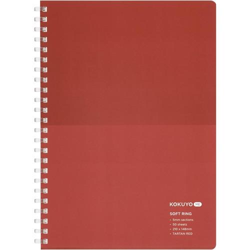 Kokuyo Me Limited Edition 2024 50 Yaprak, Soft Ring Telli, 5 mm Kareli, A5 Defter Tartan Red