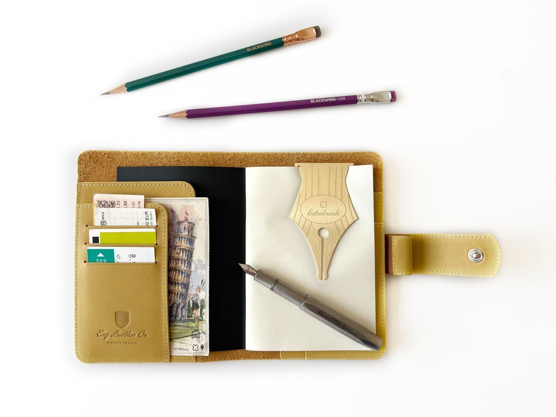 Eng Leather A6 Ebatlı Deri Defter Kılıfı ve Organizer - Sun Flower