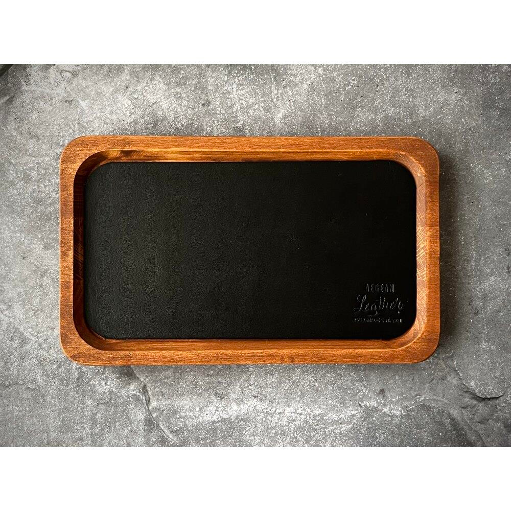 Aegan Leather Kayın Ağacı Kalem Tepsisi Siyah
