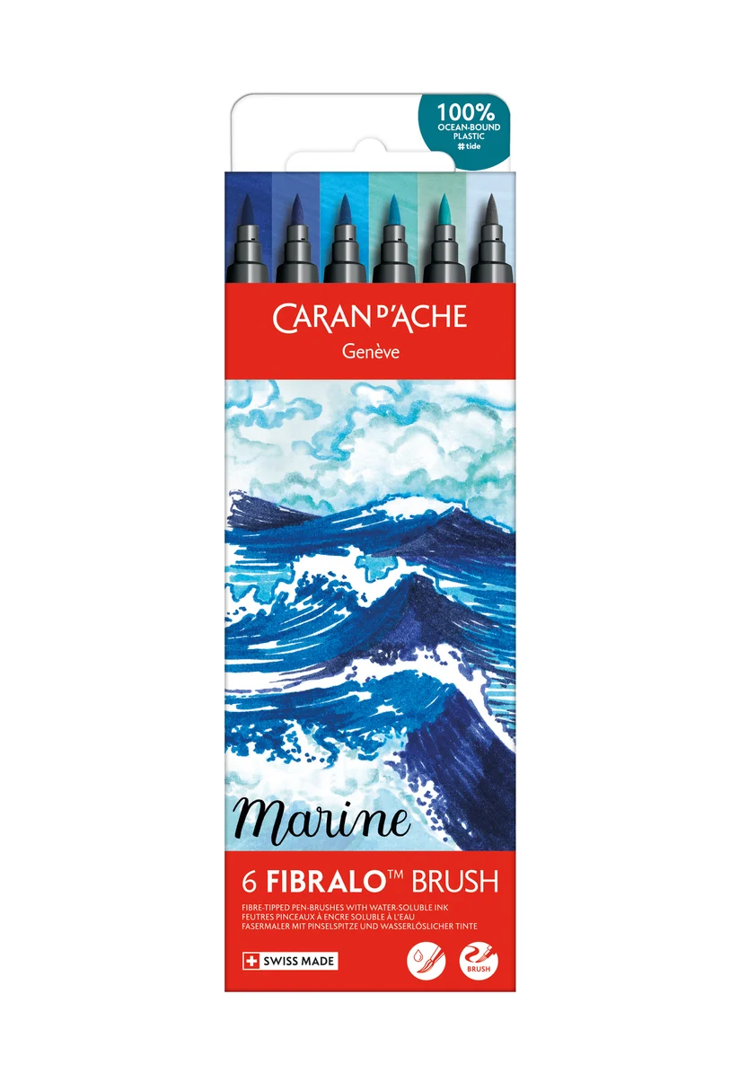 Caran d'Ache Fibralo™ Brush Marine 6'Lı Keçeli Kalem Seti 186-805