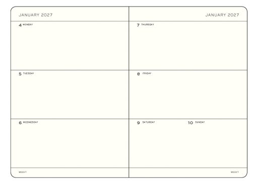 Leuchtturm1917 Planner 2027 - 12M Haftalık Planner Pocket A6  2027 Yumuşak Kapaklı İngilizce Black 400300