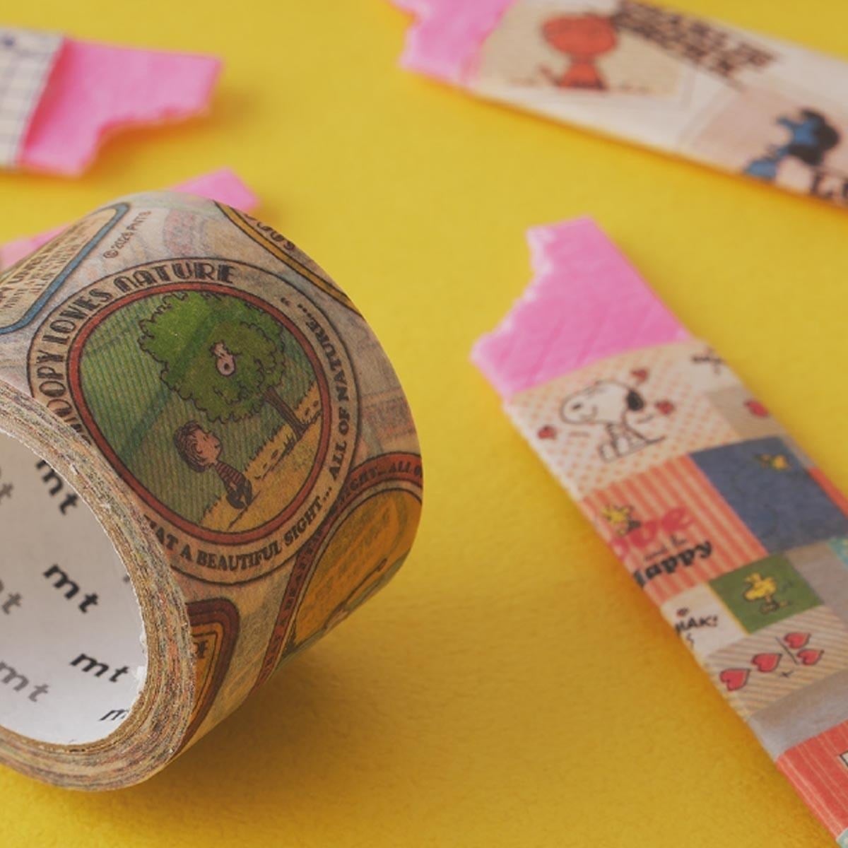 MT Upcycle Peanuts Vintage Etiketler Desenli Washi Bant 30 mm × 5 m