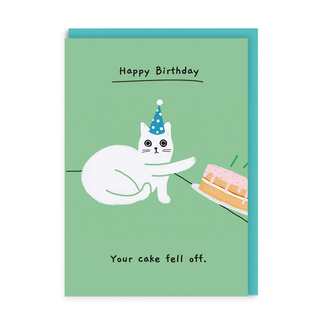 Ohh Deer Ken The Cat Tasarımı A6 Kartpostal Your Cake Fell Off 8813