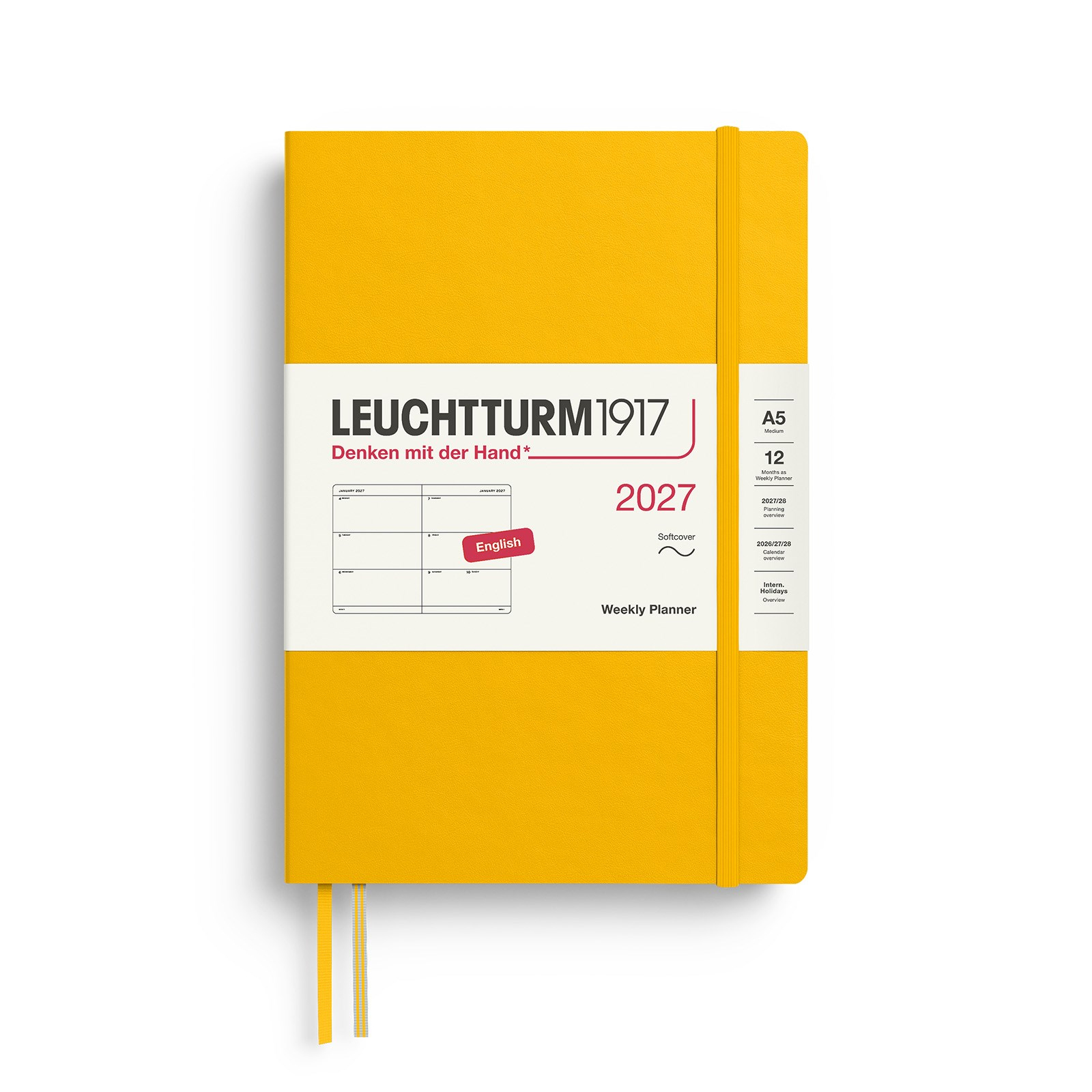Leuchtturm1917 Planner 2027 - 12M Haftalık Planner Medium A5 2027 Yumuşak Kapaklı İngilizce Sunflower 400296