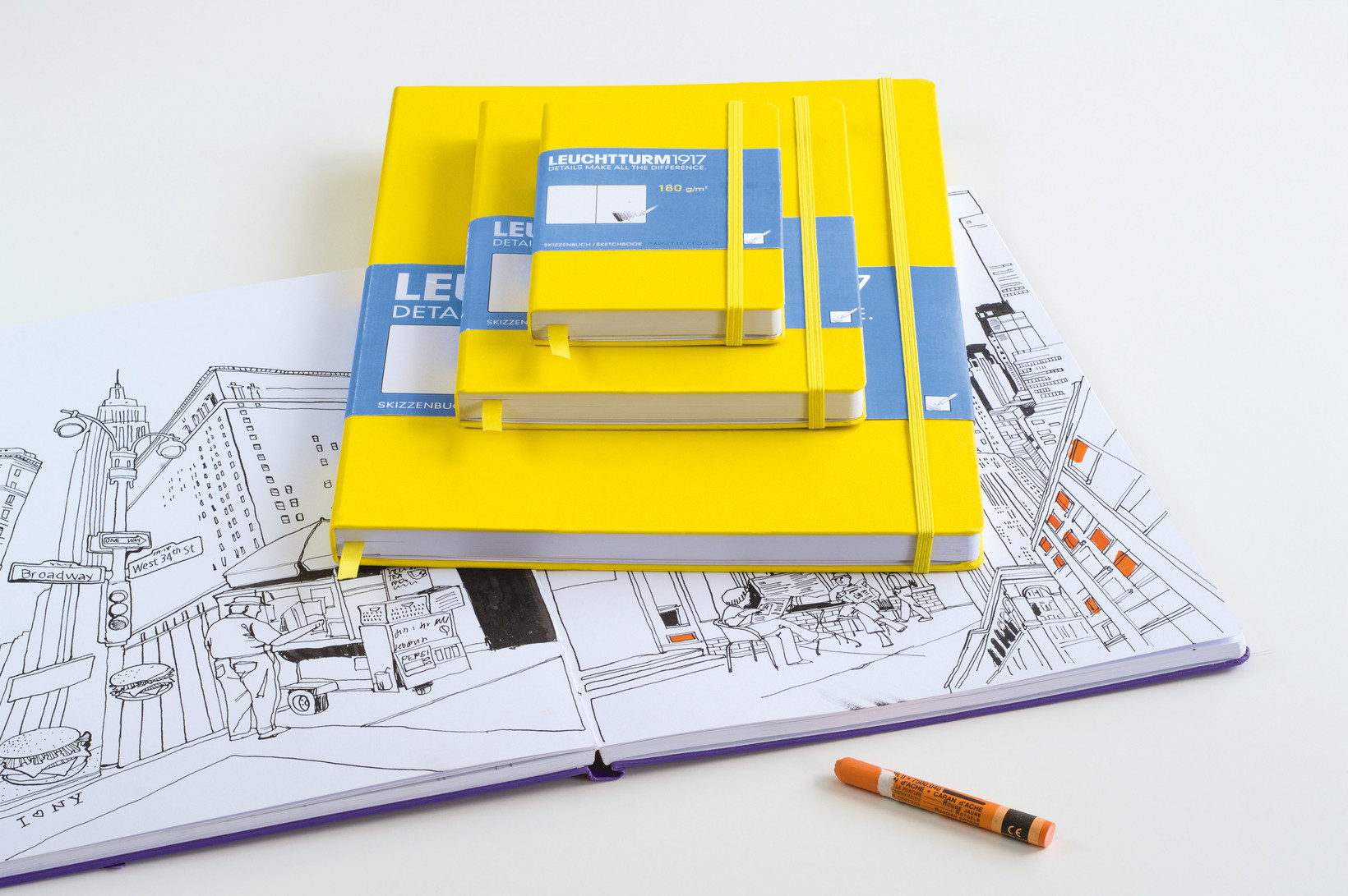 Leuchtturm1917 Sketchbook  Eskiz Defteri Master (A4+), Sert Kapak 112 Beyaz Sayfa (150 Gr), Lemon 362356
