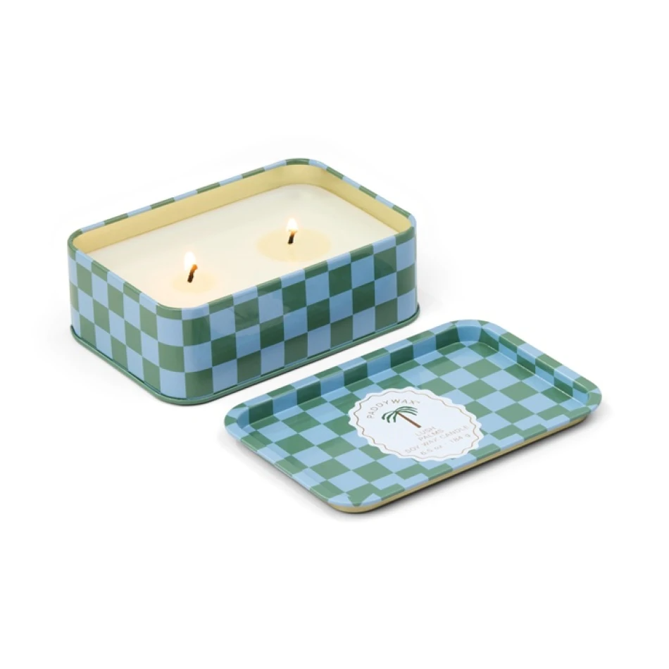 Paddywax A Dopo 184g Palm Printed Tin Candle - Melon Driftwood Mum
