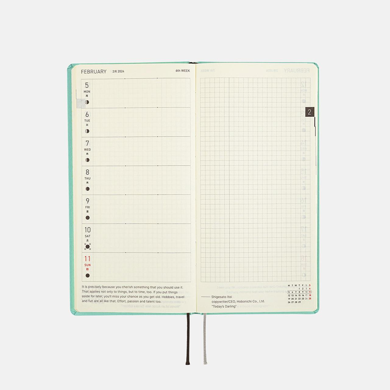 Hobonichi Techo Weeks Japanese Version 2024 Jan. Start Pale Blue-Green