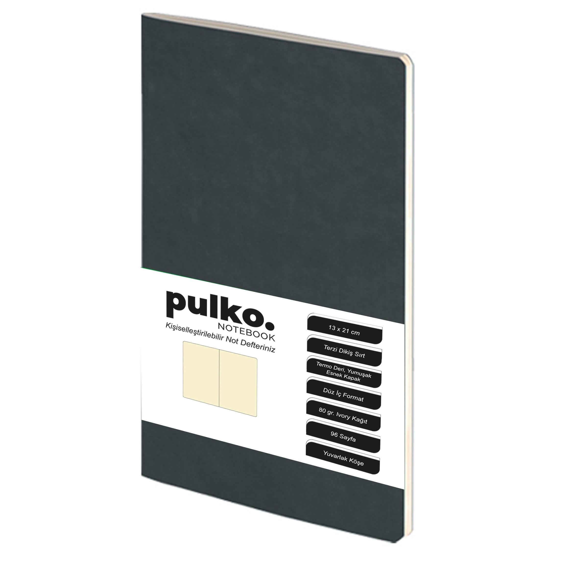 Pulko Terzi Dikiş 13x21 cm Çizgisiz 80 gr Ivory Defter Siyah