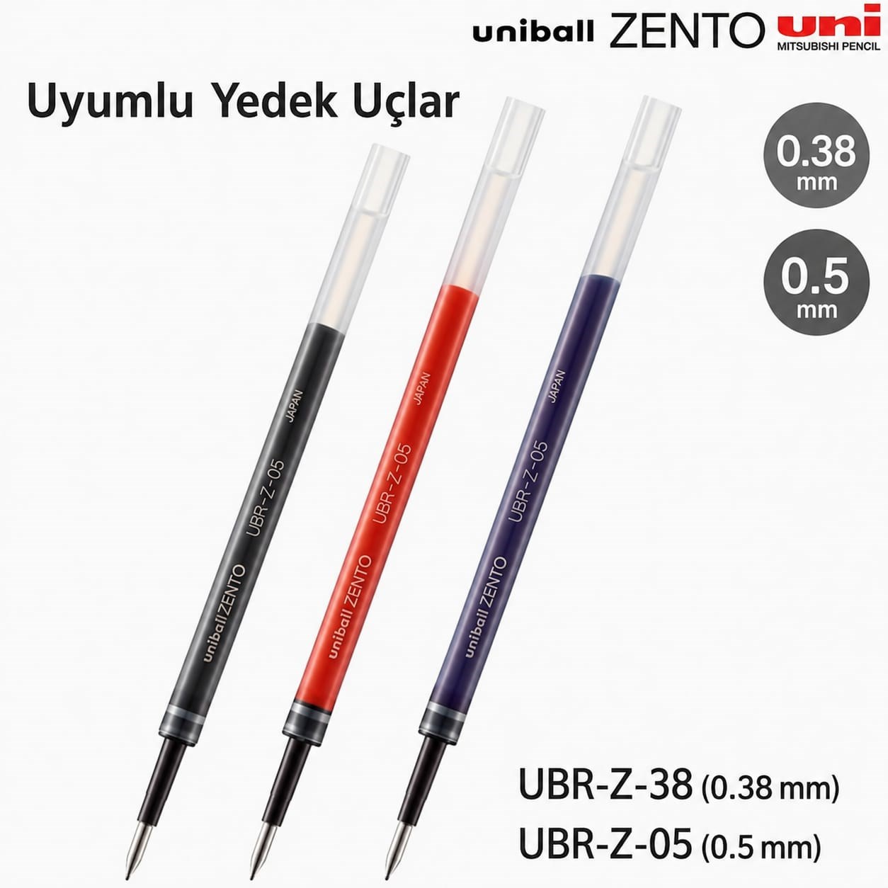 Uni-Ball Zento Siyah Jel Kalem 0.38 mm Birch White UBN-ZFL-38.70