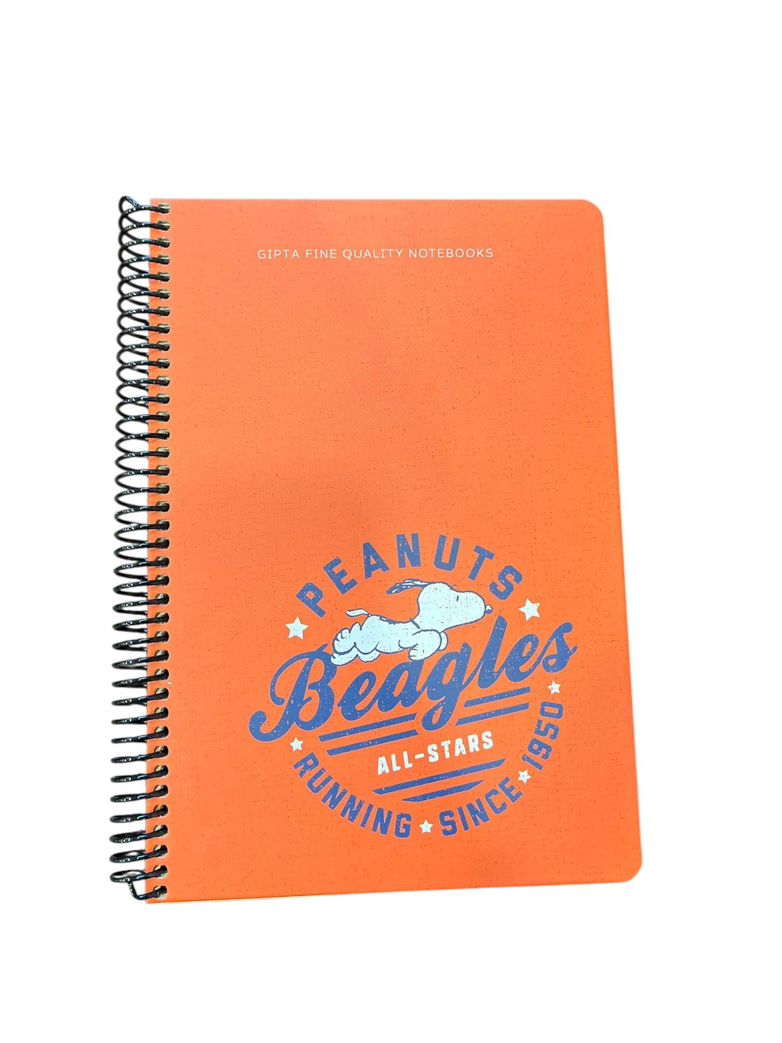 Gıpta Sert Kapaklı 17 x 24 cm 96 Sayfa Çizgili Telli Defter Snoopy Turuncu