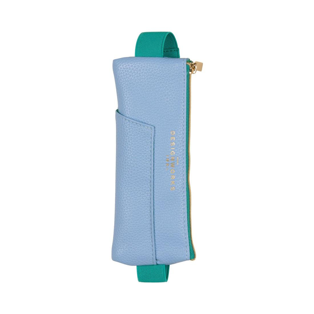 DesignWorks Ink Vegan Deri Defter Üstü Kalemlik - Light Blue & Green