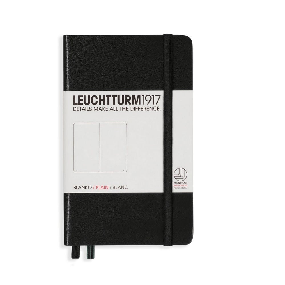 Leuchtturm1917 Not Defteri Cep Boy (A6), Sert Kapak, 187 Numaralandırılmış Sayfa, Düz, Black 317257