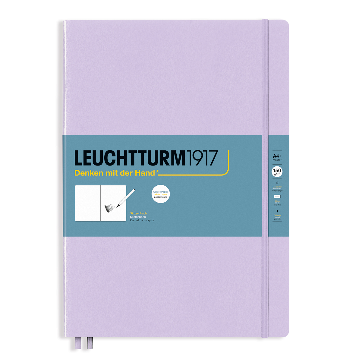Leuchtturm1917 Sketchbook  Eskiz Defteri Master (A4+), Sert Kapak 112 Beyaz Sayfa (150 Gr), Lilac 370347