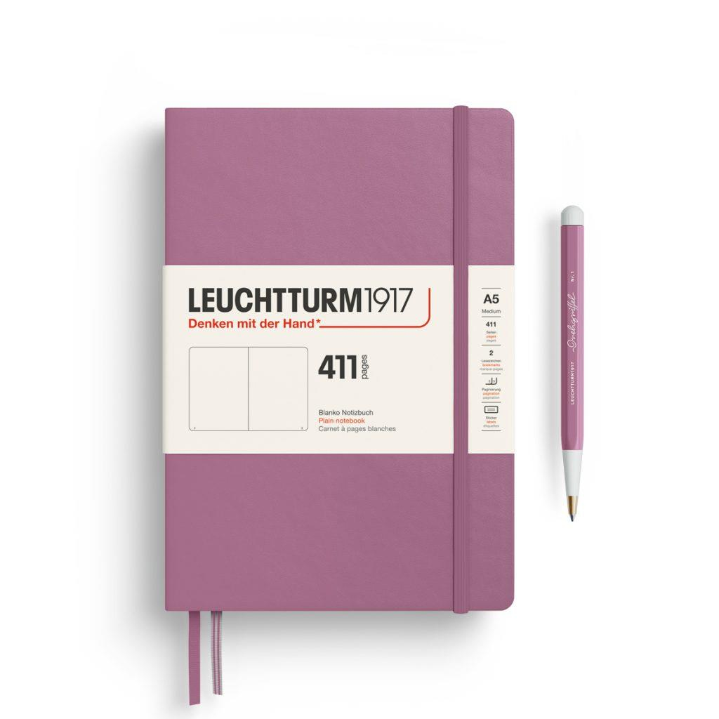 Leuchtturm1917 Not Defteri Orta Boy (A5), Sert Kapak, 411 Numaralandırılmış Sayfa, Çizgisiz,Dusty Rose 372921