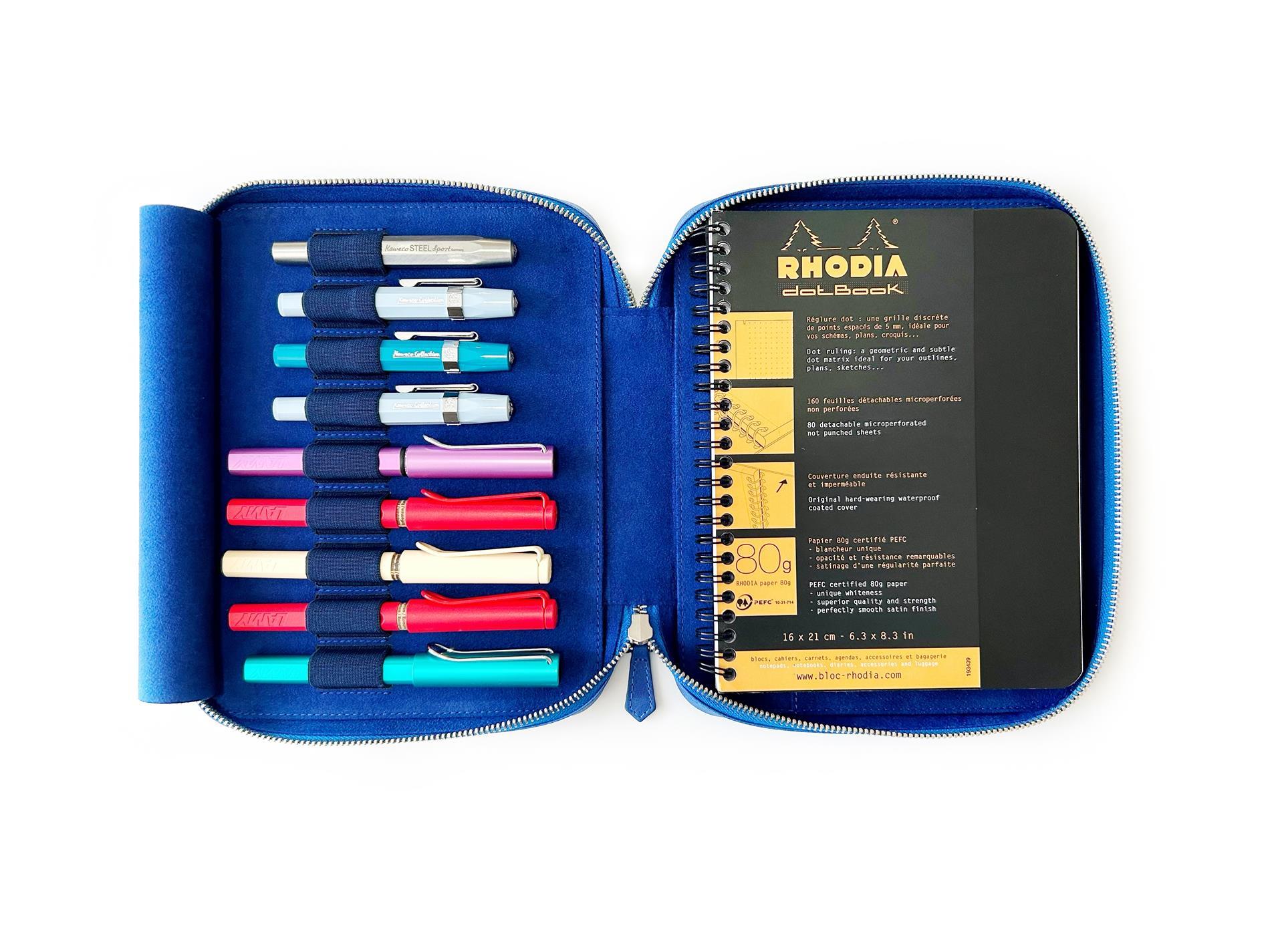 Eng Leather Prussian Blue 9 lu Kalem Kılıfı ve A5 Notluk