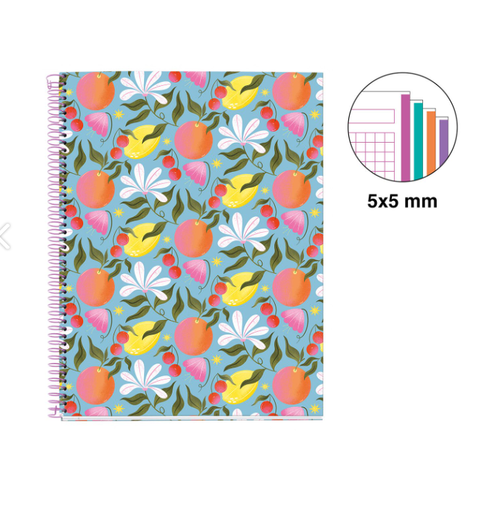 Miquelrius A4 70gsm 100 Yaprak Telli Kareli Cuadrícula Floral Defter